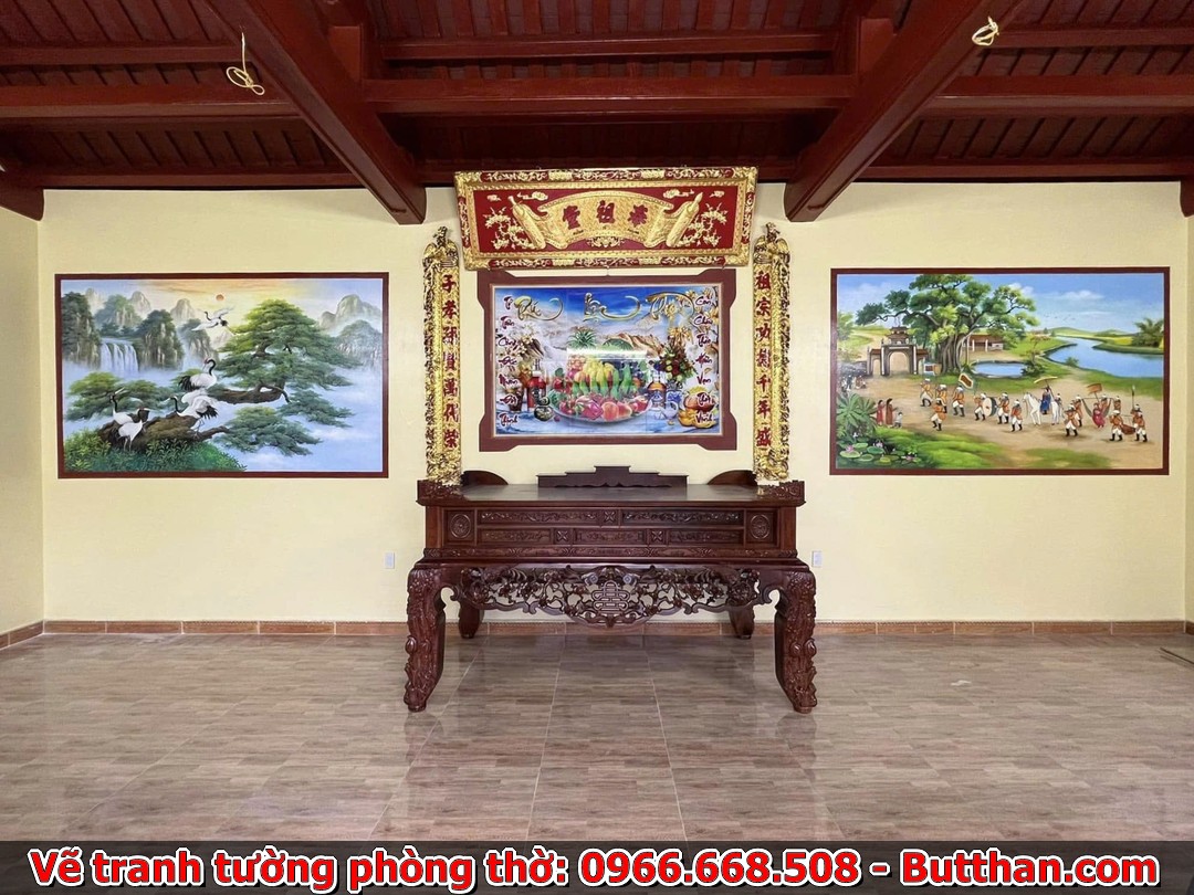 Phòng thờ là trái tim linh thiêng của mỗi gia đình Việt, nơi con cháu gửi gắm lòng thành kính tới tổ tiên. Vẽ tranh tường phòng thờ không chỉ là cách làm đẹp không gian mà còn mang ý nghĩa phong thủy sâu sắc, giúp gia đạo bình an, tài lộc dồi dào.