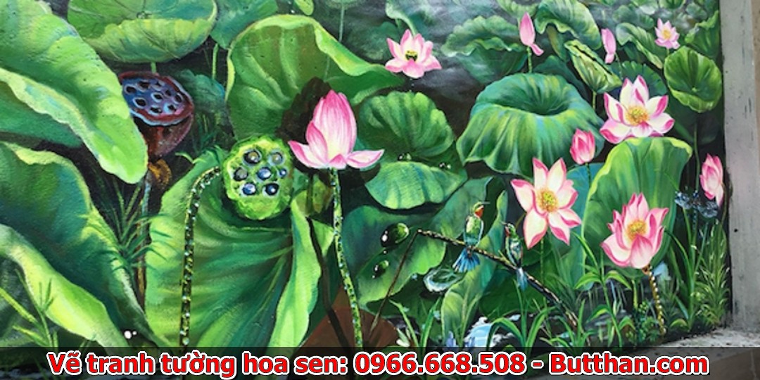 Mẫu Vẽ Tranh Tường Hoa Sen - Biến Không Gian Thành Tuyệt Tác